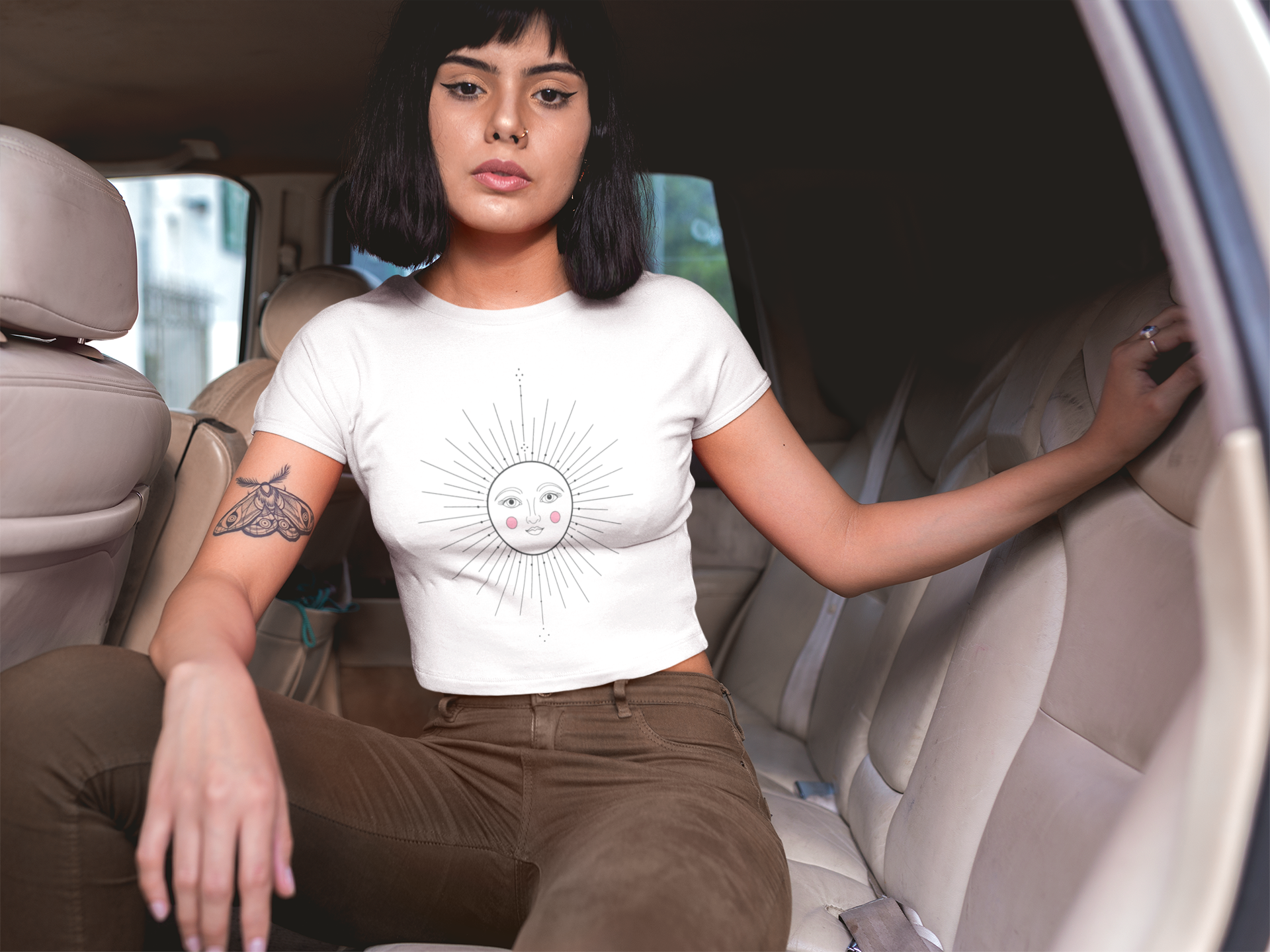 Sun Face Women's Crop Tee