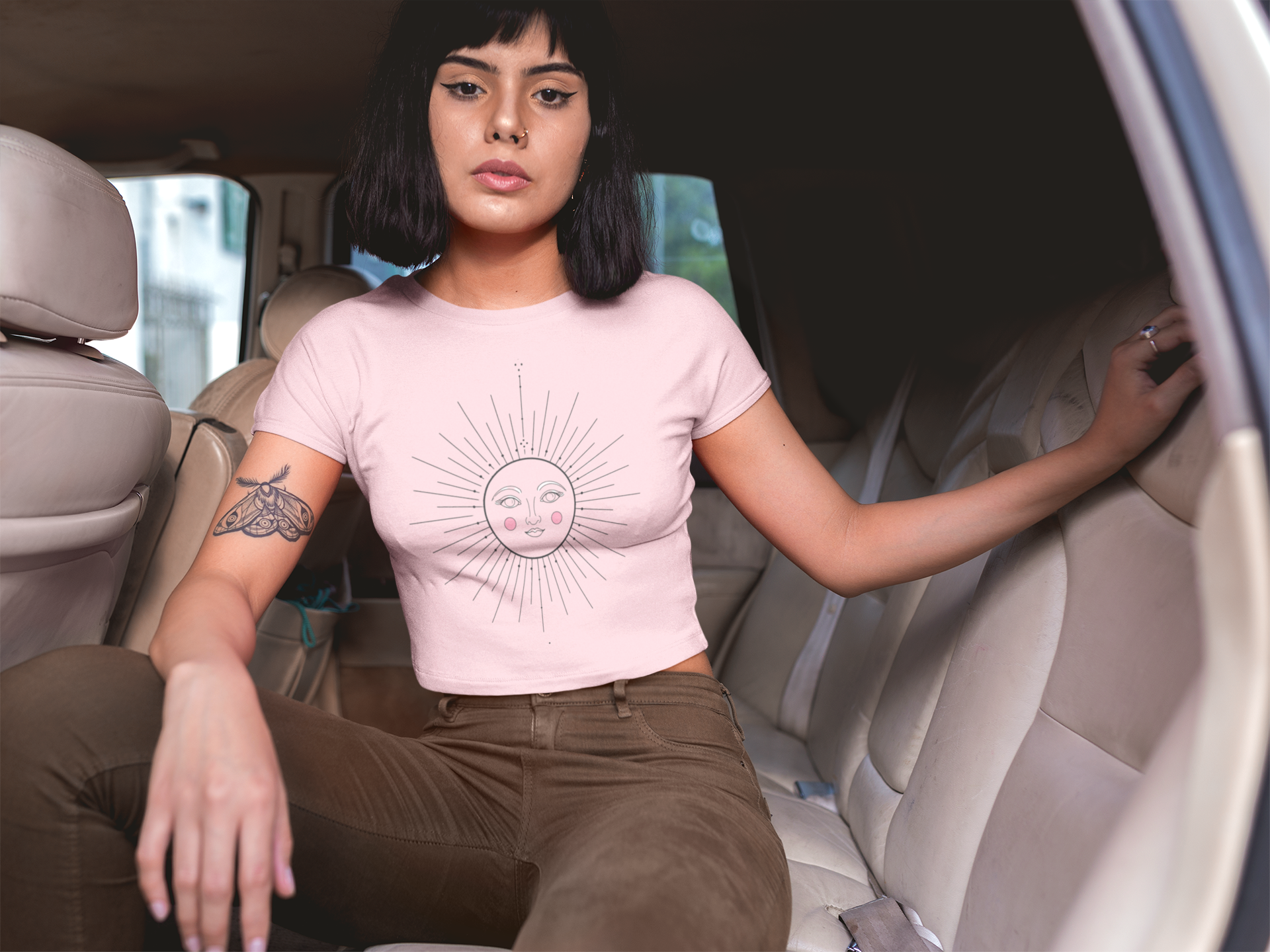 Sun Face Women's Crop Tee